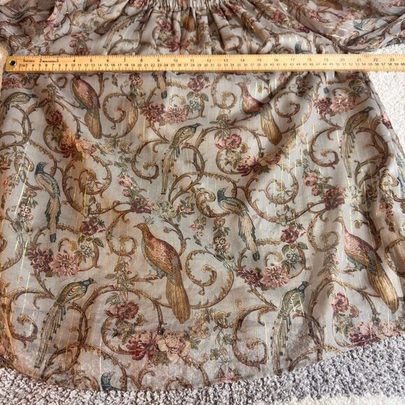 Soft Surroundings Top Womens Aitana  Baroque Peasant Print Sheer Chiffon Blouse - Picture 7 of 11